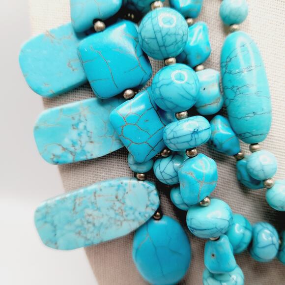 Chico’s Dyed Howlite Gemstone Statement Necklace 5 Strand 21” NWT - Picture 7 of 13